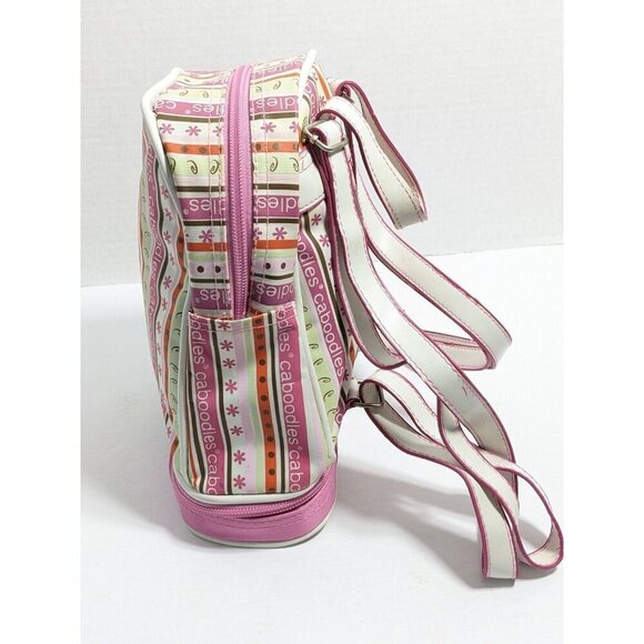 Caboodles Mini Backpack Pink Striped Tote Makeup Organizer Toiletry Mirror Zip - Picture 4 of 7